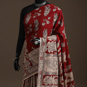 Printed cotton kalamkari saree 06 - handcrafted