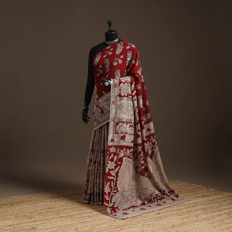 Printed cotton kalamkari saree 06 - handcrafted