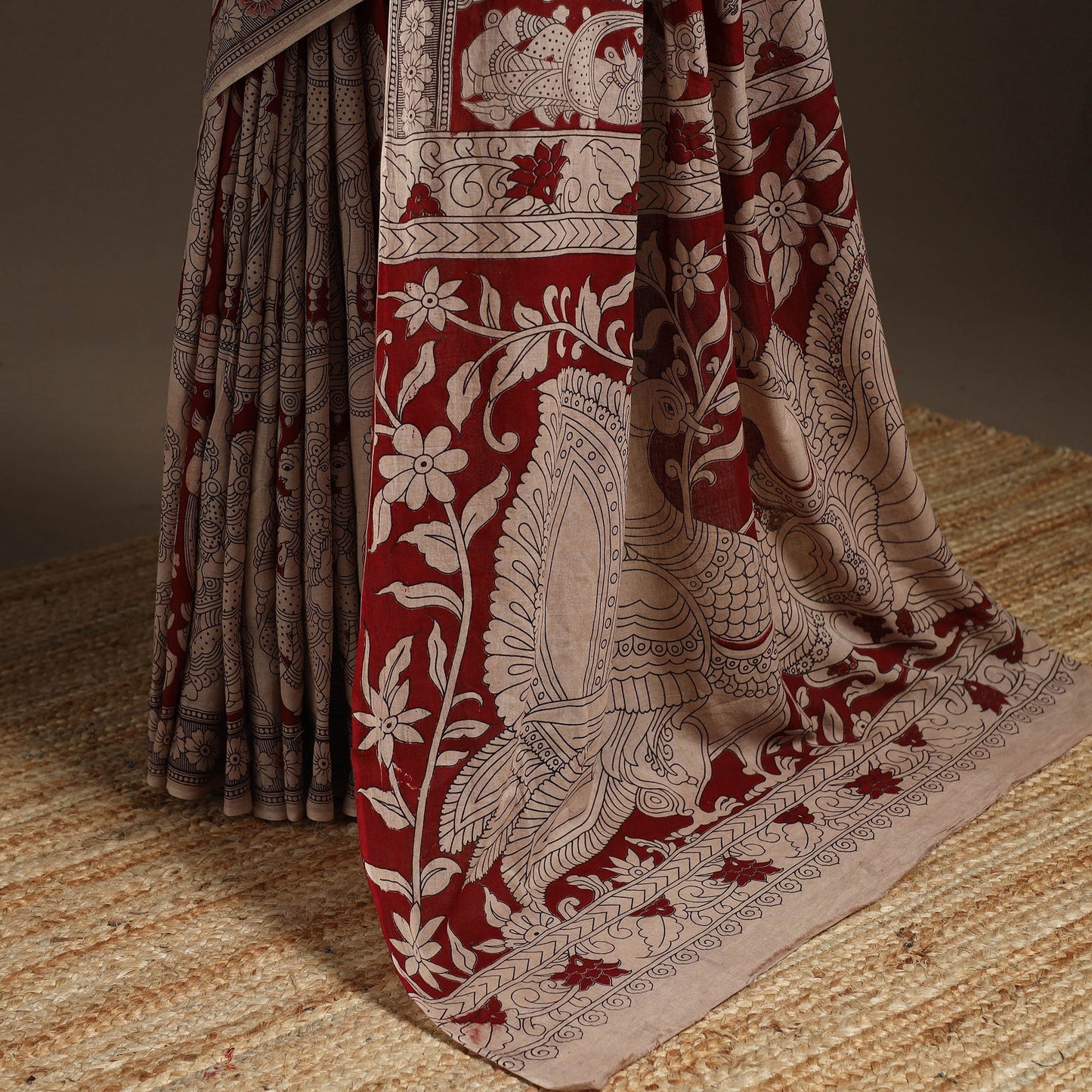 Printed cotton kalamkari saree 06 - handcrafted