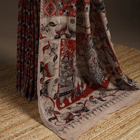 Printed cotton kalamkari saree 10 - handcrafted
