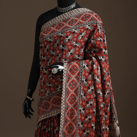 Printed cotton kalamkari saree 10 - handcrafted