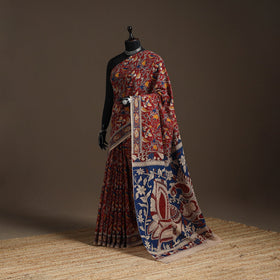 Printed cotton kalamkari saree 16 - handcrafted