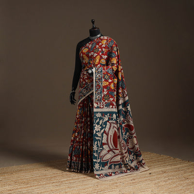 Printed cotton kalamkari saree 24 - handcrafted