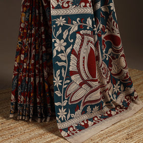 Printed cotton kalamkari saree 24 - handcrafted