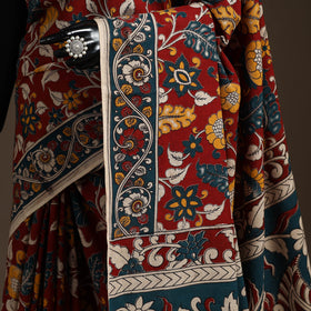 Printed cotton kalamkari saree 24 - handcrafted