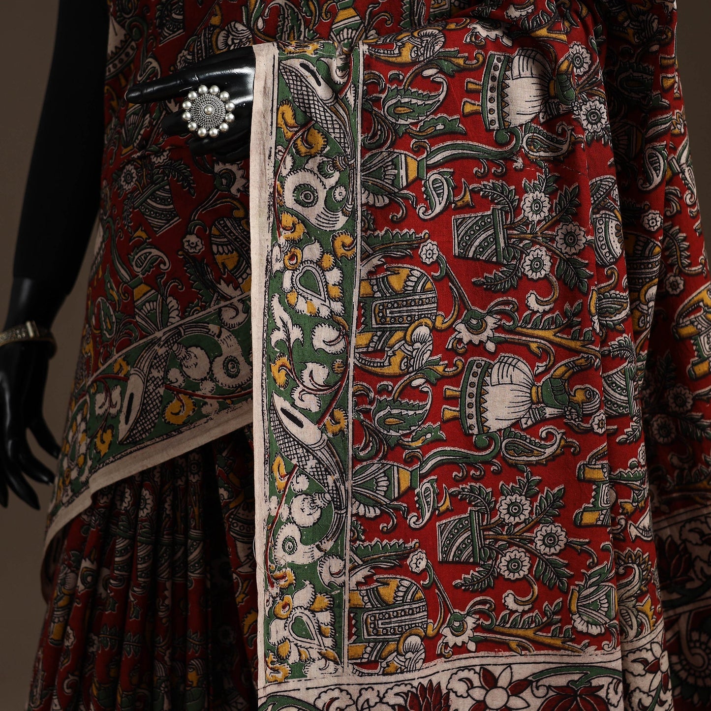 Printed cotton kalamkari saree 27 - handcrafted