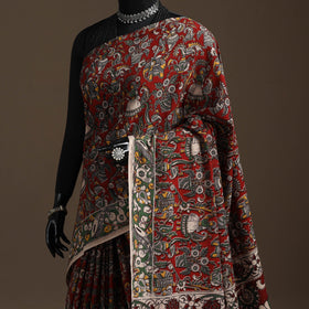 Printed cotton kalamkari saree 27 - handcrafted
