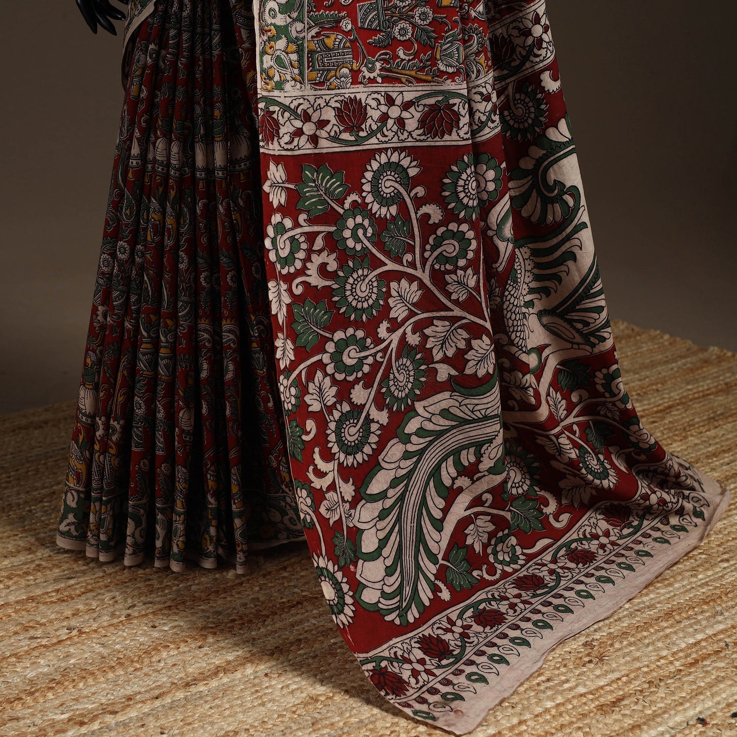 Printed cotton kalamkari saree 27 - handcrafted