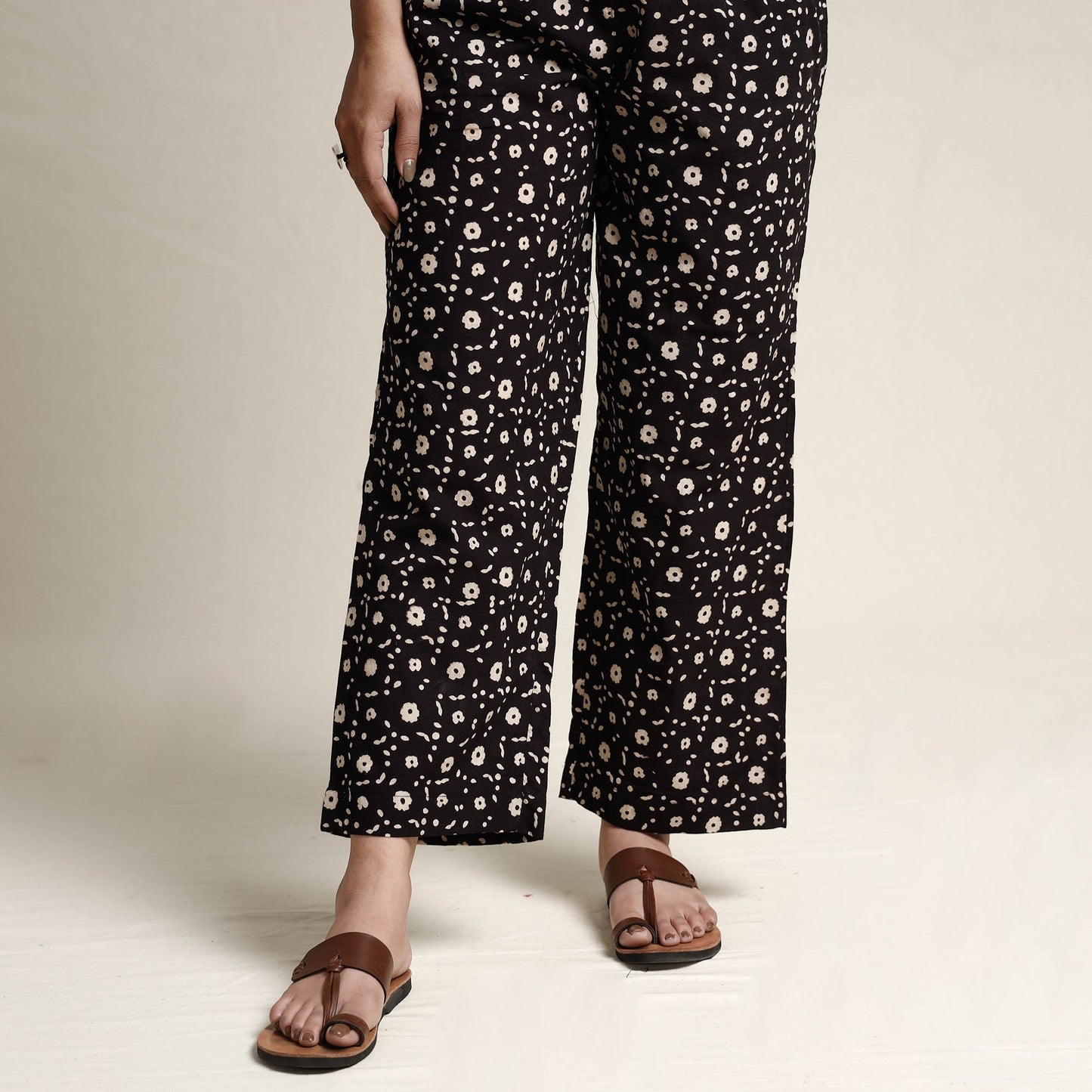 Red - printed cotton kurta with palazzo & dupatta set