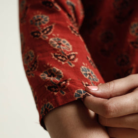 Red - Ajrakh Block Printed Cotton Kurta with Palazzo Set