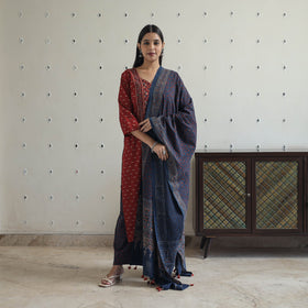  Block Printed Cotton Ajrakh Kurta Set Online 