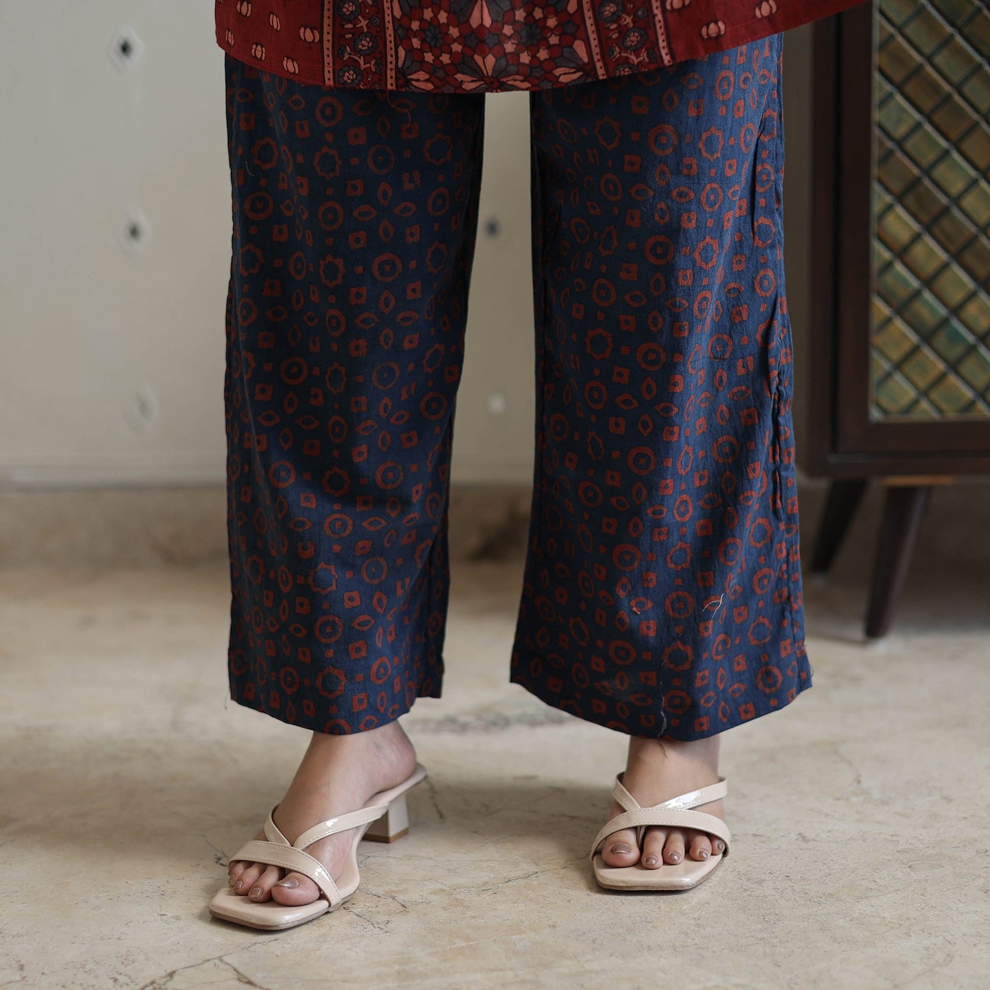  Block Printed Cotton Ajrakh Kurta Set Online 