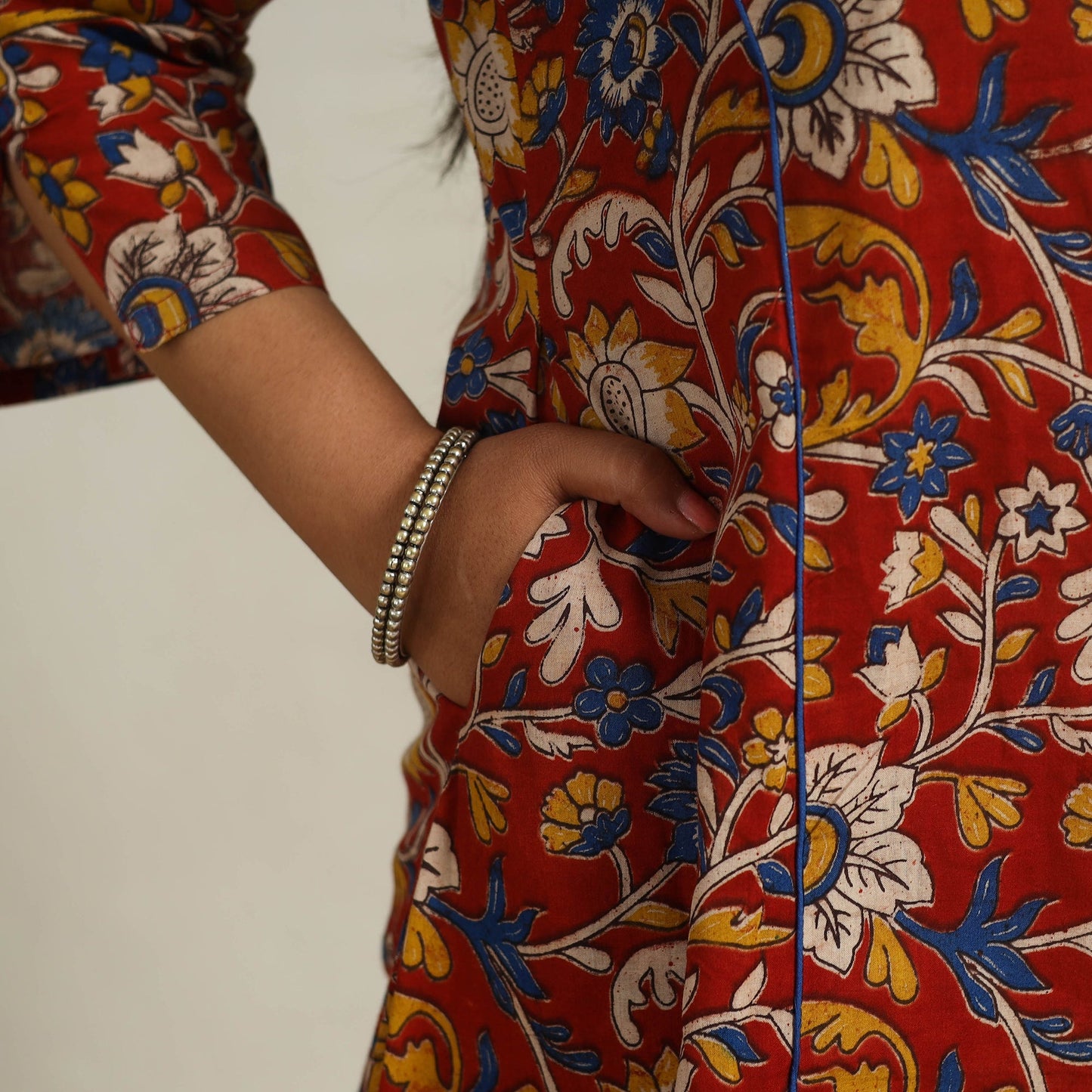 Buy Red Printed Cotton A-Line Kalamkari Kurta For Women