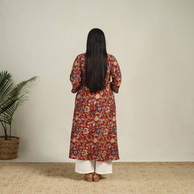Buy Red Printed Cotton A-Line Kalamkari Kurta For Women