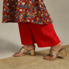Red Printed Cotton A-Line Kalamkari Kurta