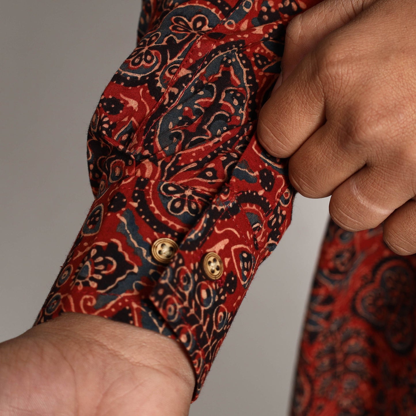 Buy Ajrakh Block Printed Cotton Men Long Kurta Online at iTokri.com