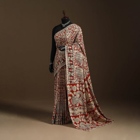 Red - printed cotton nellore kalamkari saree 19