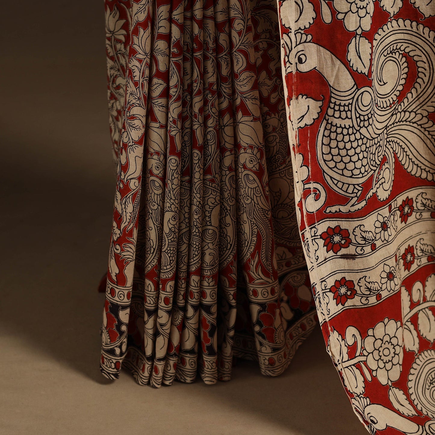 Red - printed cotton nellore kalamkari saree 19