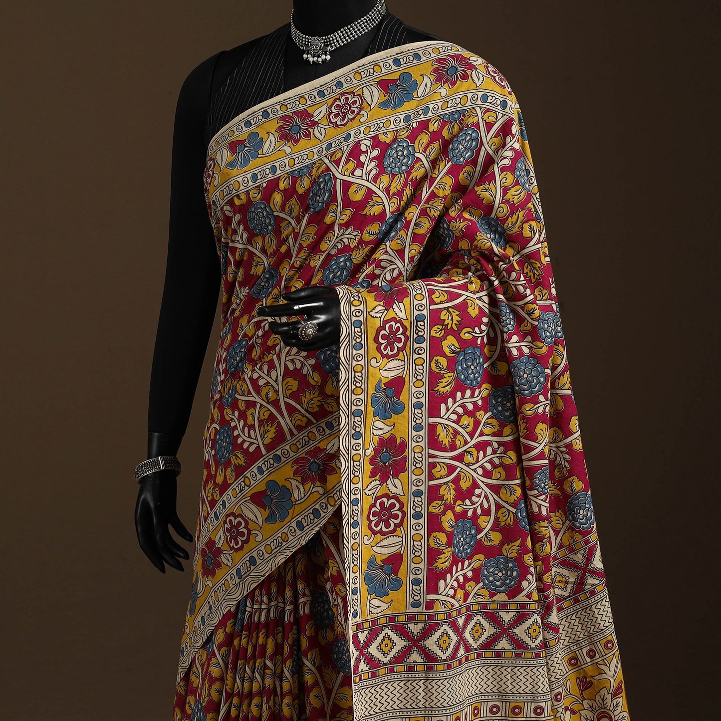 Red - printed cotton nellore kalamkari saree 20