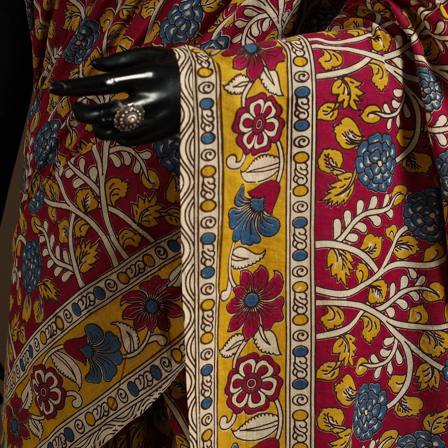 Red - printed cotton nellore kalamkari saree 20