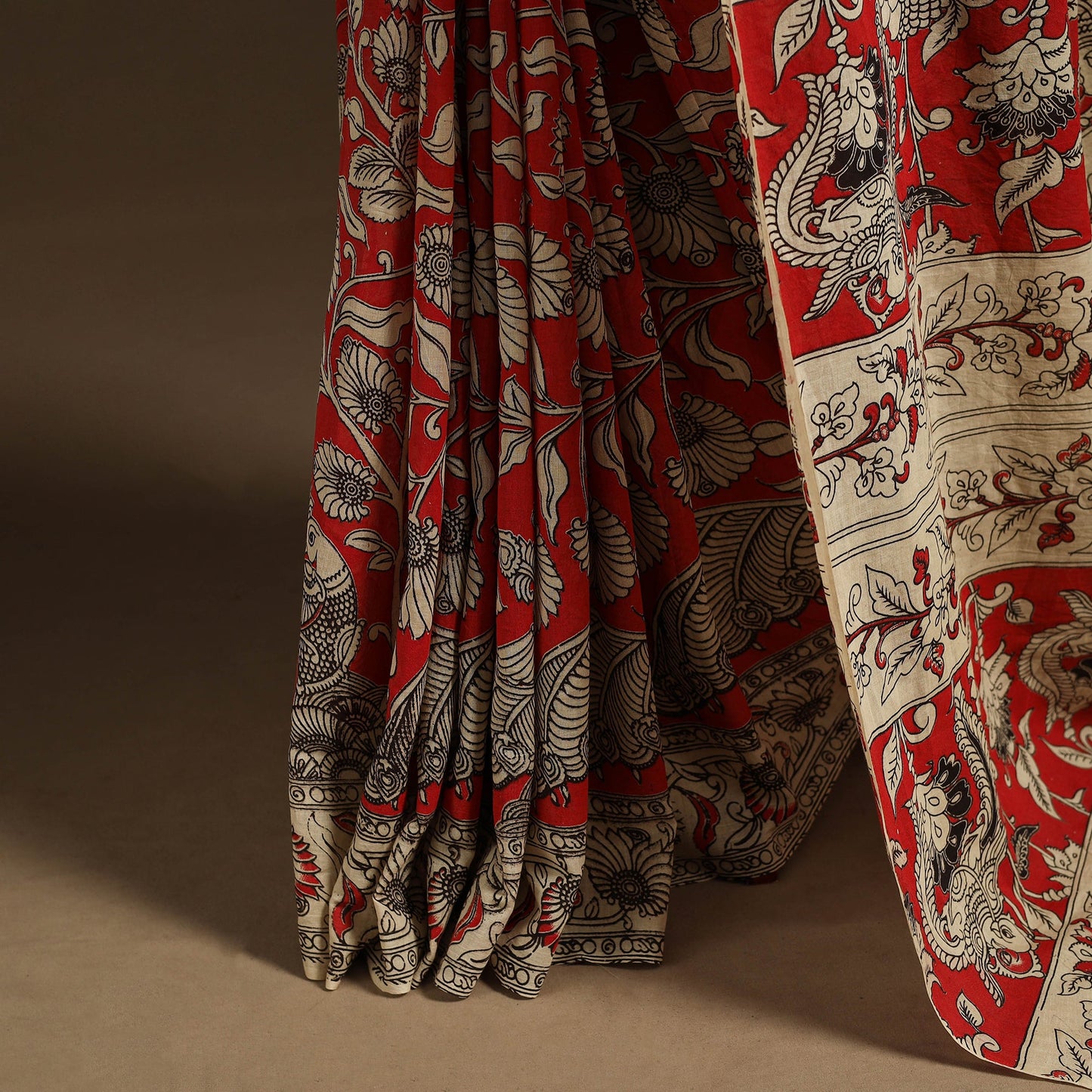 Red - printed cotton nellore kalamkari saree 72
