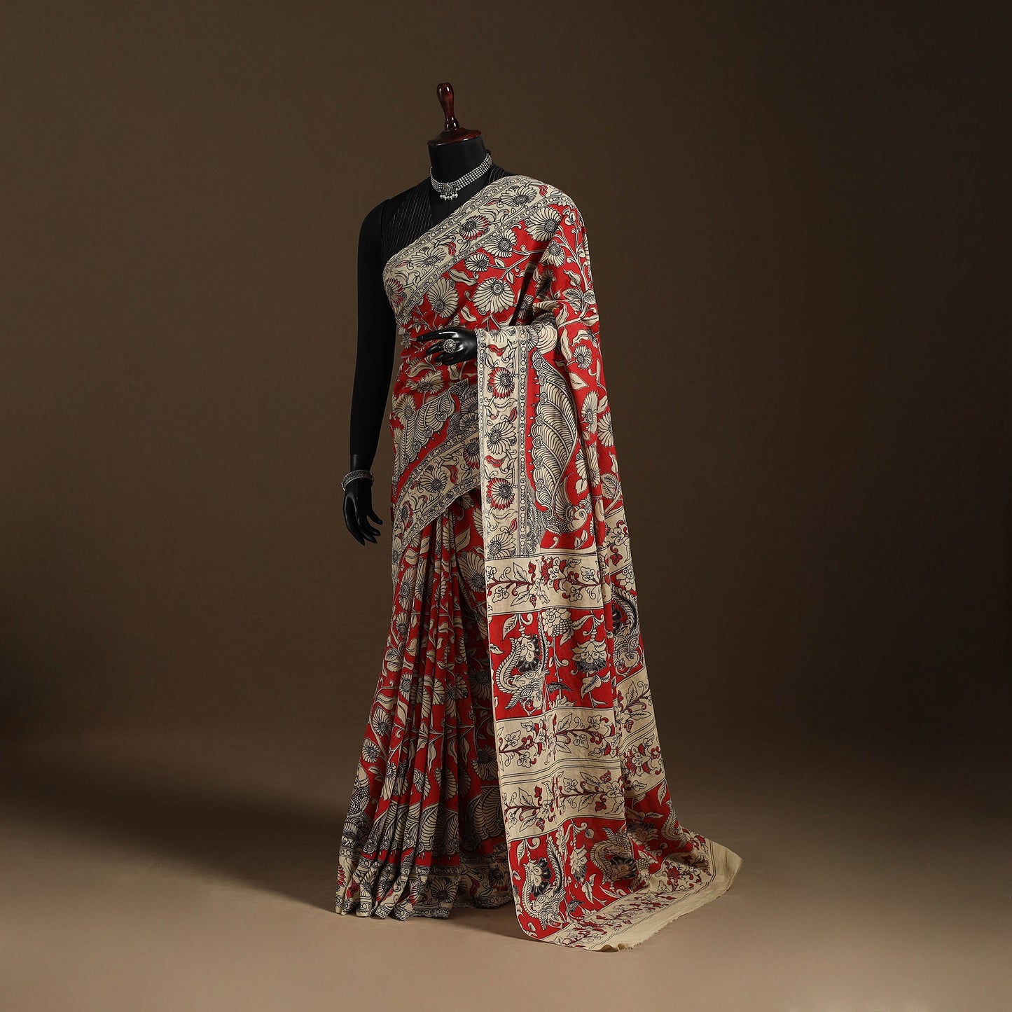 Red - printed cotton nellore kalamkari saree 72