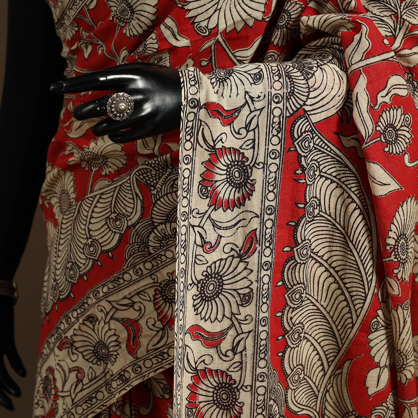 Red - printed cotton nellore kalamkari saree 72