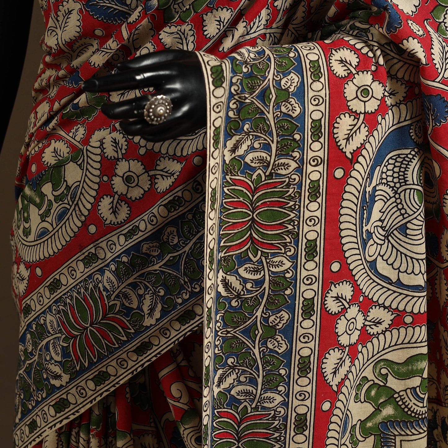 Red - printed cotton nellore kalamkari saree 84