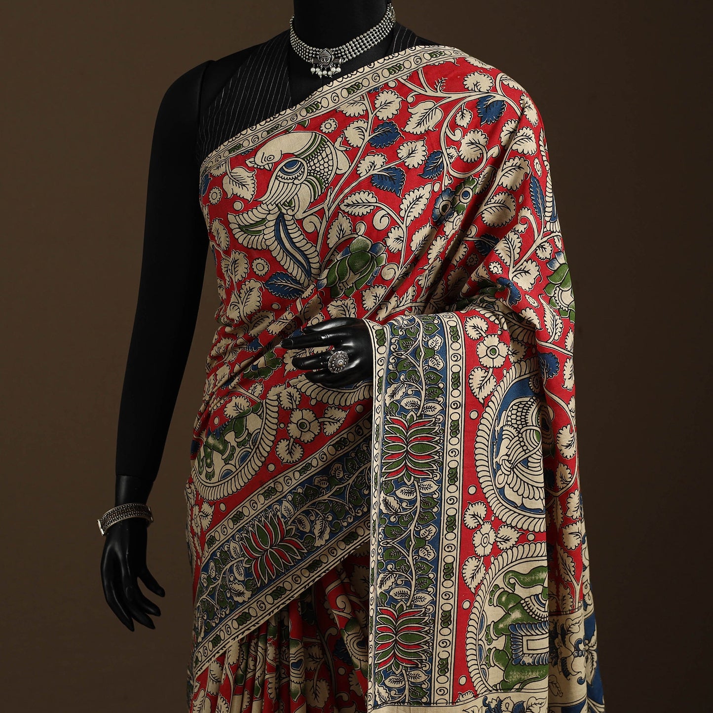 Red - printed cotton nellore kalamkari saree 84