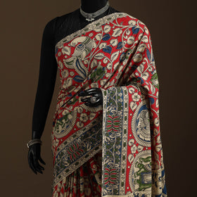 Red - printed cotton nellore kalamkari saree 84