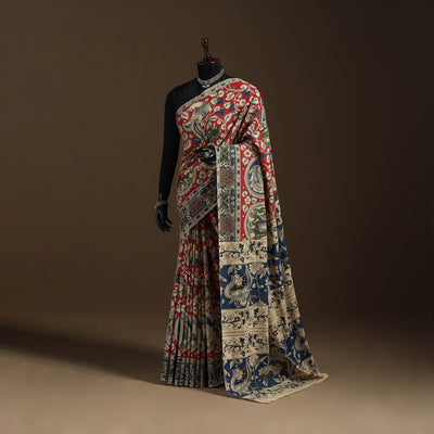 Red - printed cotton nellore kalamkari saree 84