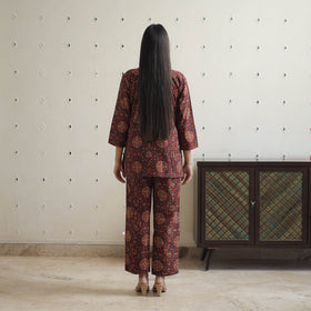 Red - printed cotton co-ord set 01 - handcrafted