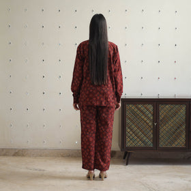 Red - printed cotton co-ord set 06 - handcrafted