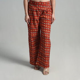 Buy Block Printed Cotton Pedana Kalamkari Palazzo