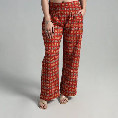 Buy Block Printed Cotton Pedana Kalamkari Palazzo