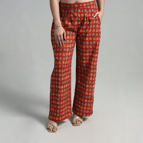 Buy Block Printed Cotton Pedana Kalamkari Palazzo