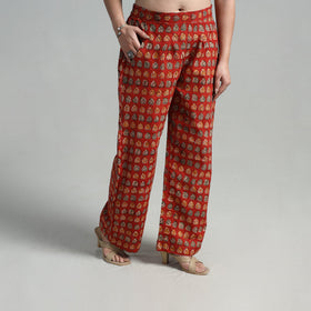 Buy Block Printed Cotton Pedana Kalamkari Palazzo