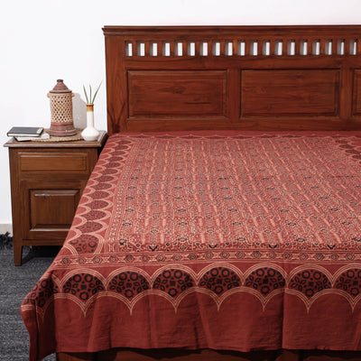  Ajrakh Block Printed Cotton Single Bed Cover 