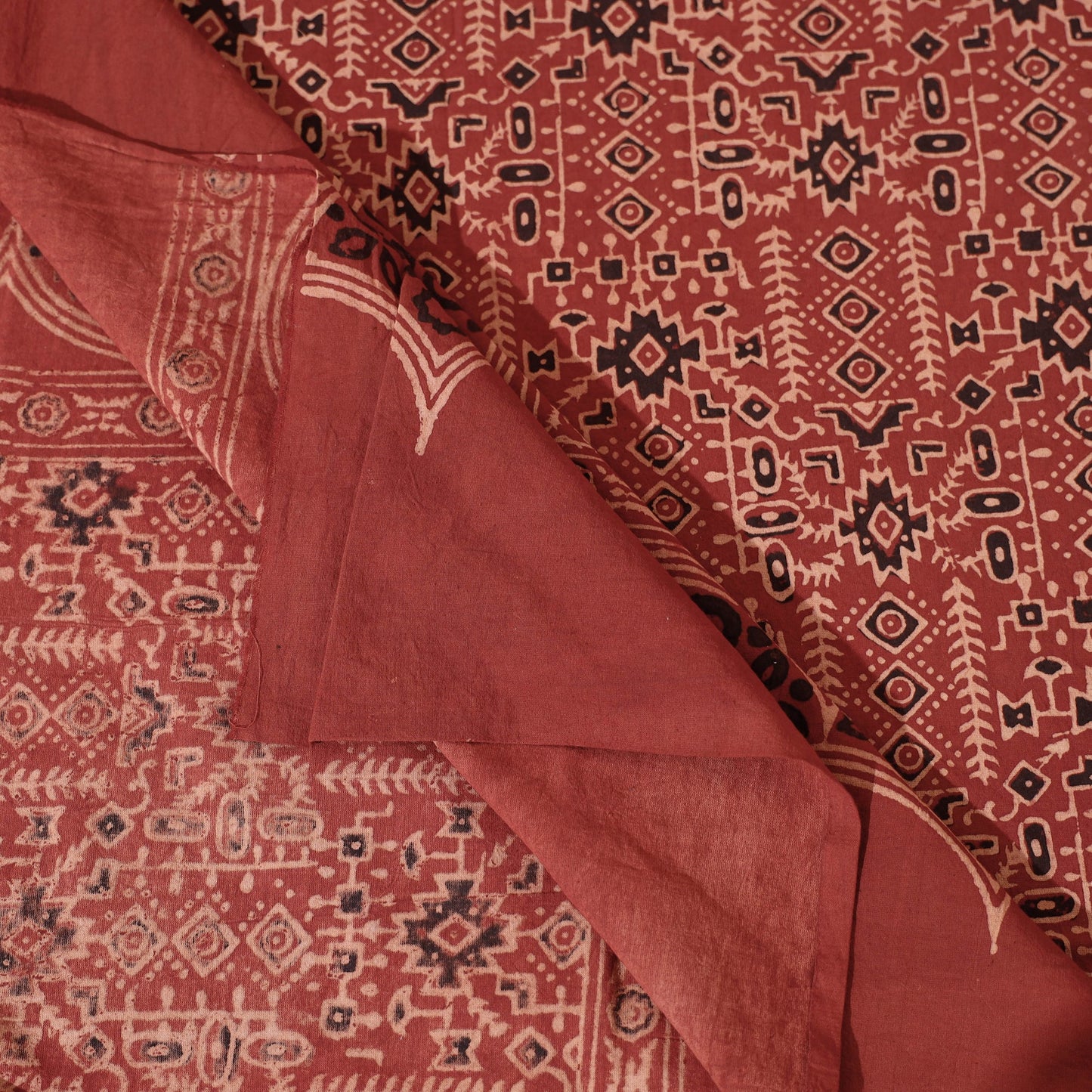  Ajrakh Block Printed Cotton Single Bed Cover 