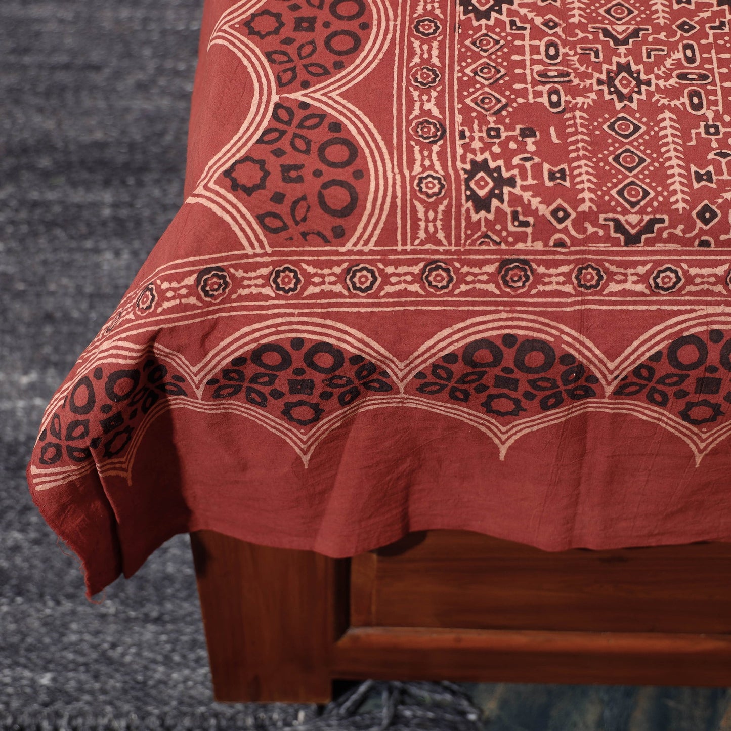  Ajrakh Block Printed Cotton Single Bed Cover 