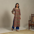 Red Printed Cotton Straight Kalamkari Kurta