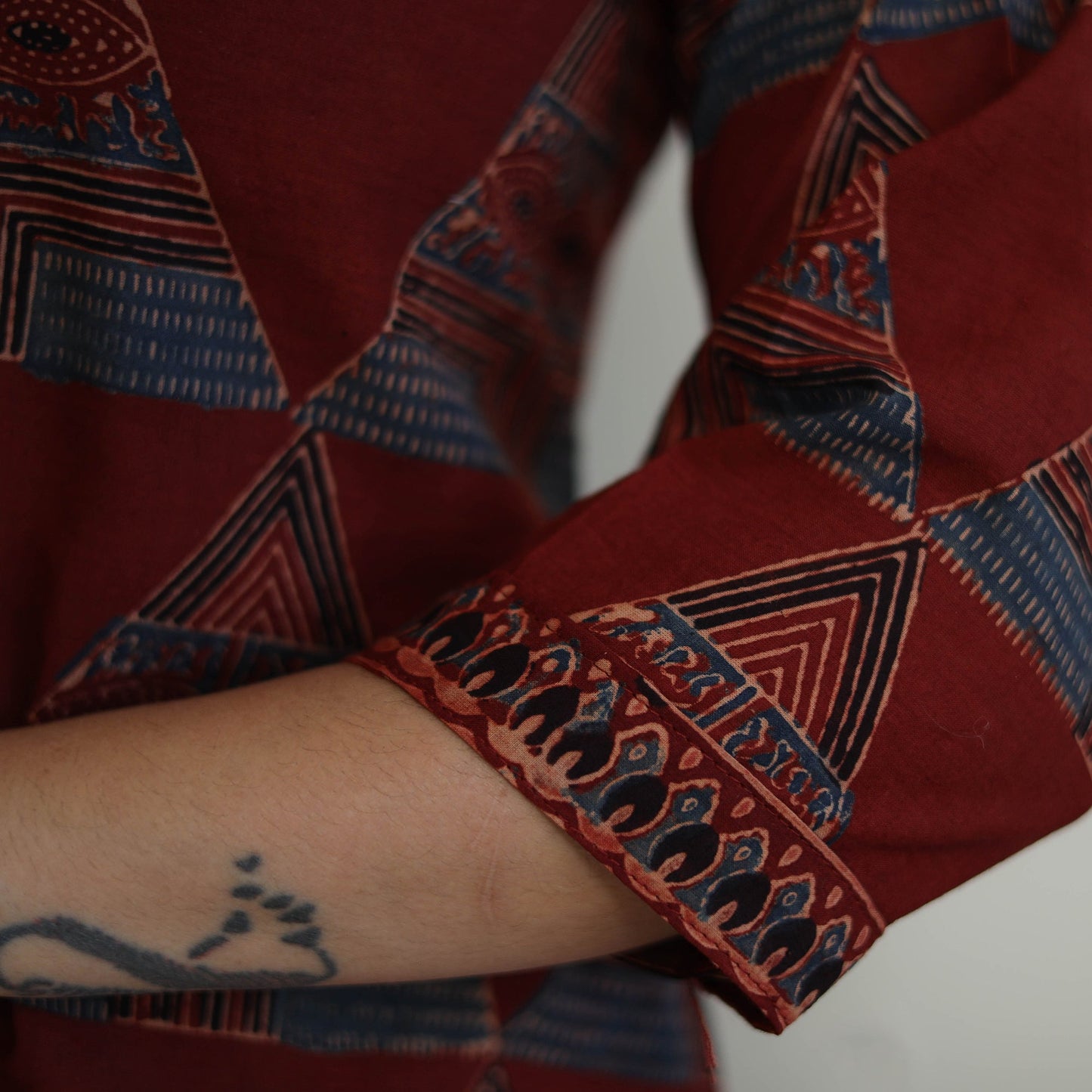 Red - printed cotton straight kurta 28 - handcrafted