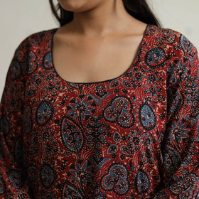  Block Printed Cotton Straight Ajrakh Kurta for Women