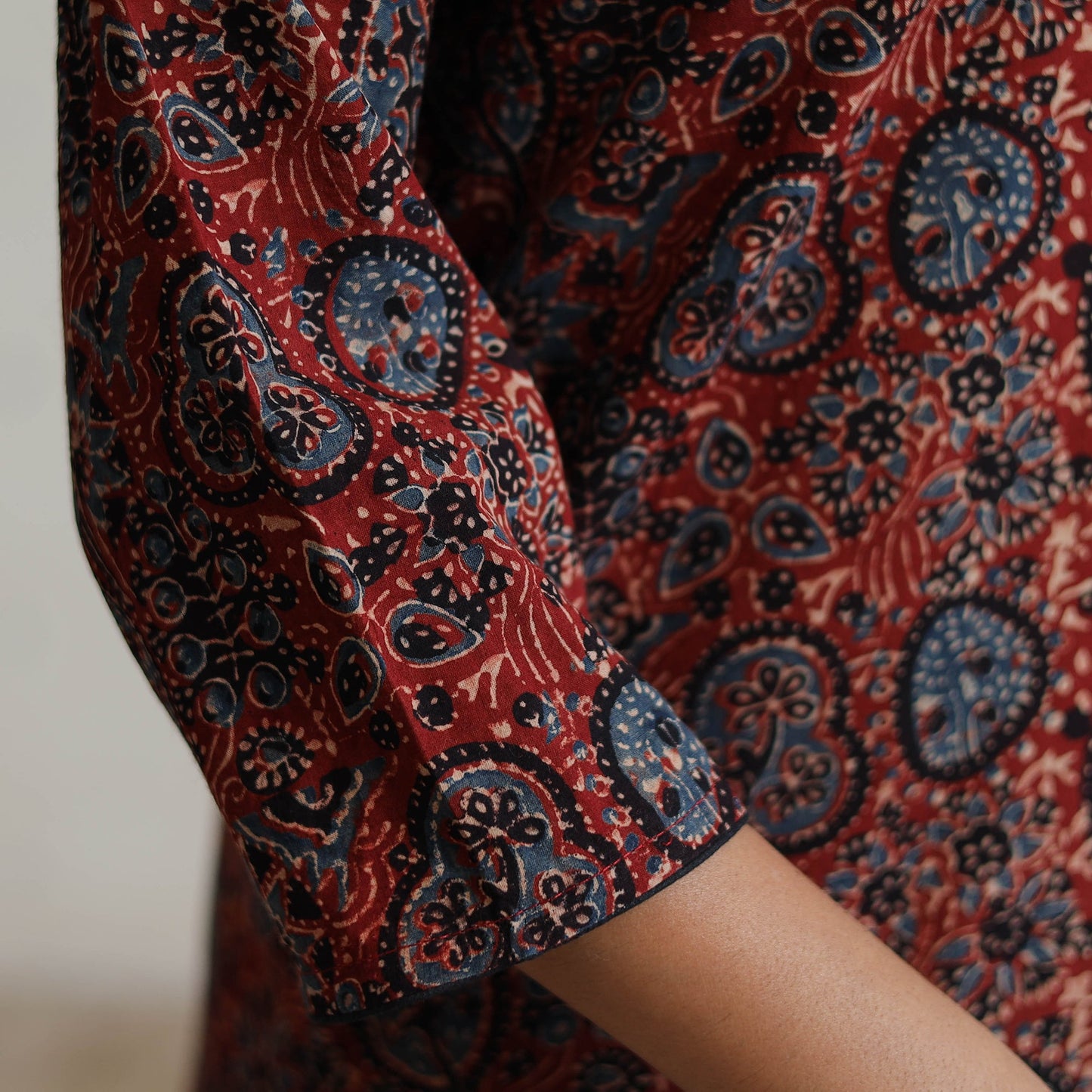  Block Printed Cotton Straight Ajrakh Kurta for Women