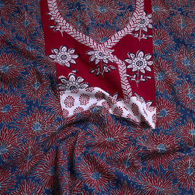 Buy Red Block Print Cotton Ajrakh Kurta Material Online