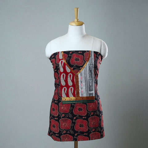 Buy Red Block Print Cotton Ajrakh Kurta Material Online