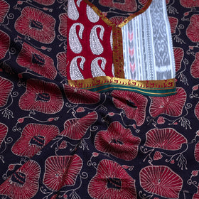 Buy Red Block Print Cotton Ajrakh Kurta Material Online
