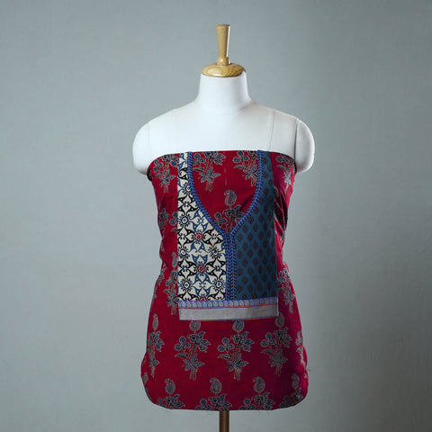  Block Print Cotton Ajrakh Kurta Material 