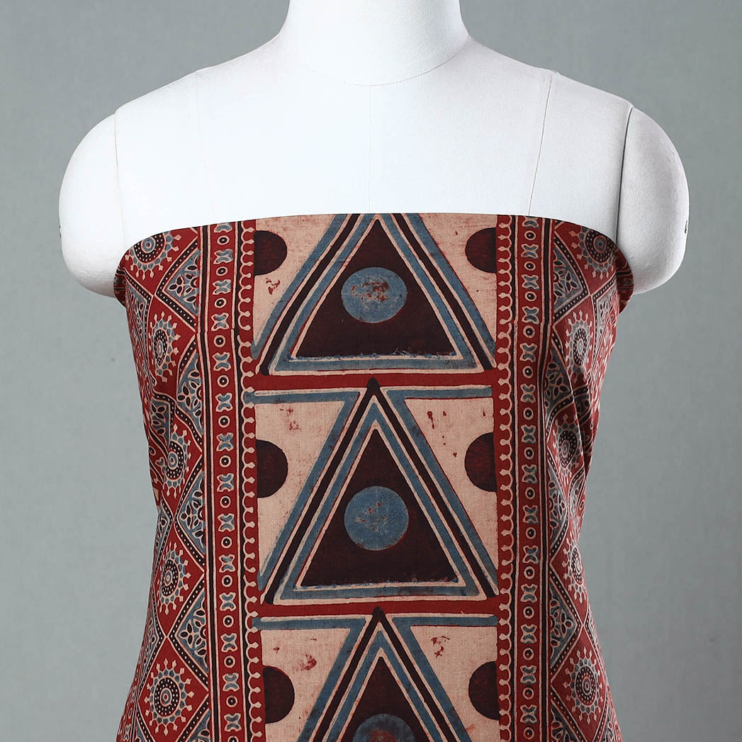  Ajrakh Block Printed Cotton Kurta Material - 3 meter 