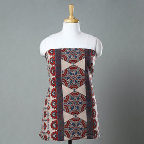  Red Ajrakh Block Printed Cotton Kurta Material - 3 meter